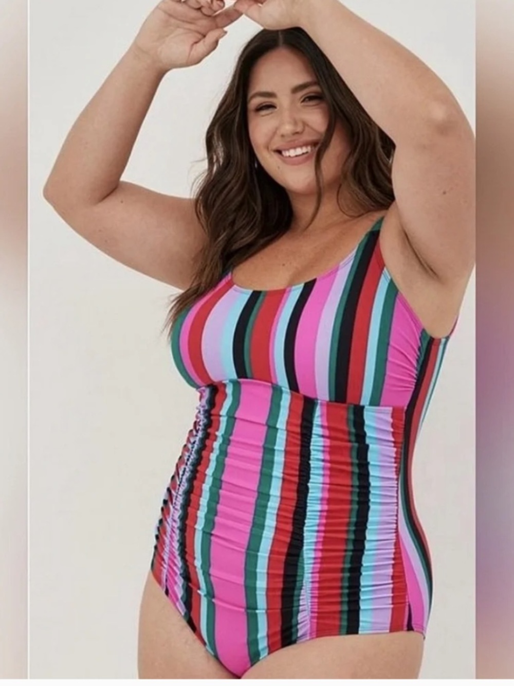 Torrid Sz 3 Multi Colored Striped Retro one-piece swimsuit